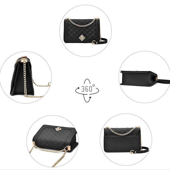 🆕️ Quilted Faux Leather Crossbody Evening Bag Shoulder Handbag Gold Hardware - Picture 2 of 5